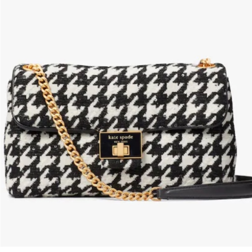 Kate Spade Evelyn Houndstooth Medium Convertible Shoulder Bag